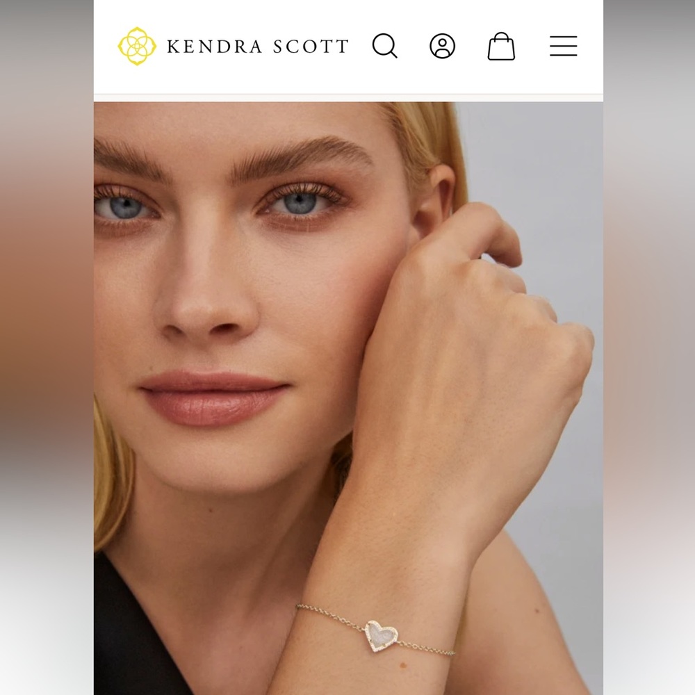 New Kendra Scott Ari Heart Gold Chain Bracelet in Iridescent Drusy